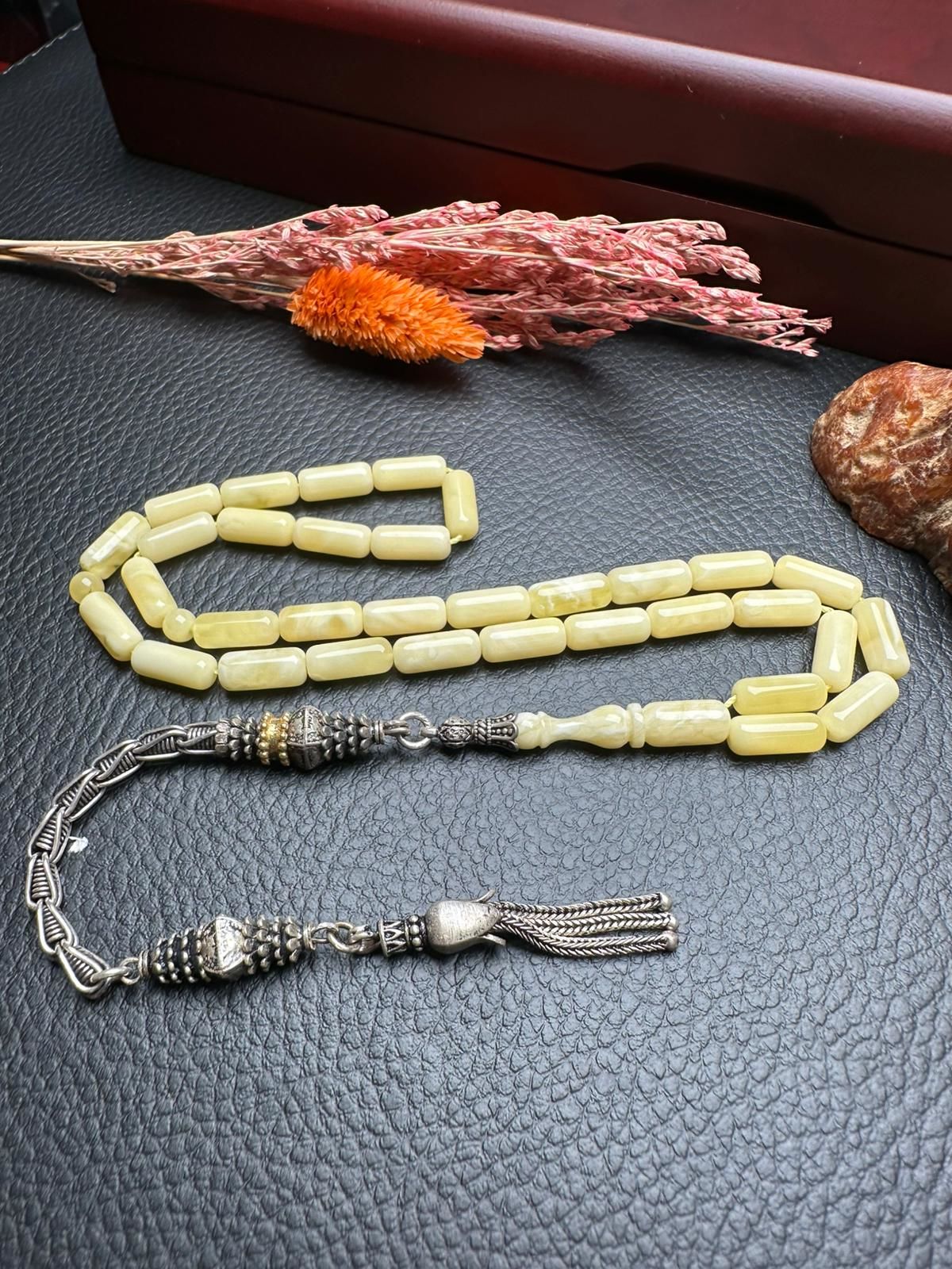 Kapsül Model Damla Kehribar Tesbih