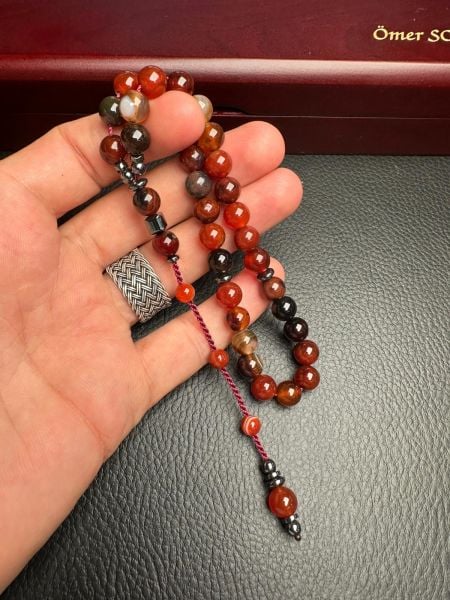 Küre Model Hematit Dizayn Akik Doğal Taş Tesbih