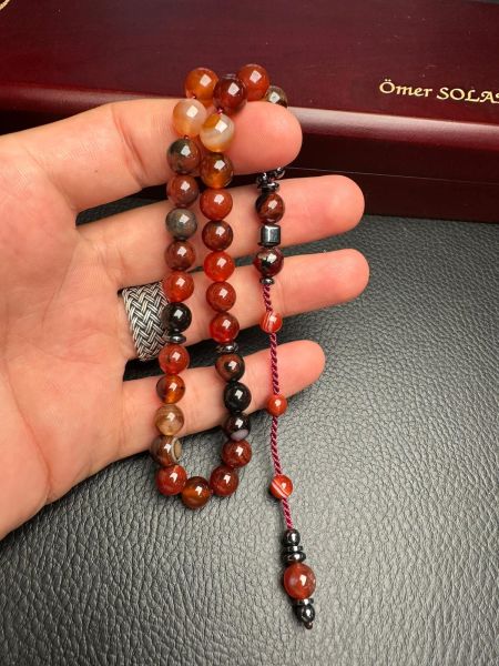 Küre Model Hematit Dizayn Akik Doğal Taş Tesbih