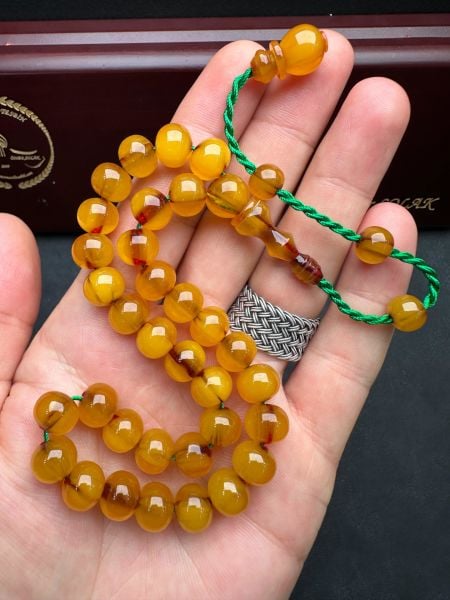Basık Küre Model Eski Osmanlı Sıkma Kehribar Tesbih