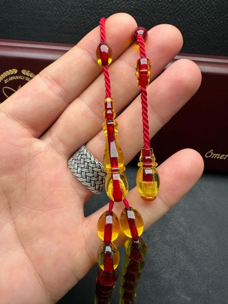 Beyzi Model Eski Osmanlı Ateş Kehribar Tesbih
