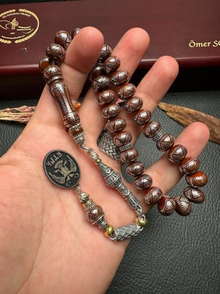 Basık Model Gümüş İşlemeli Kuka Tesbih