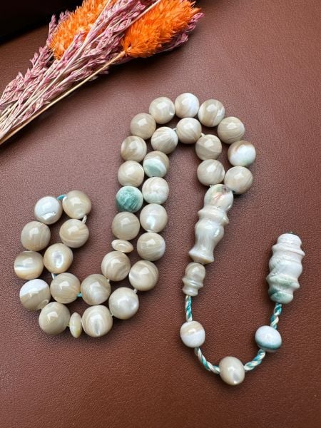 Küre Model Salyangoz Sedef Doğal Taş Tesbih