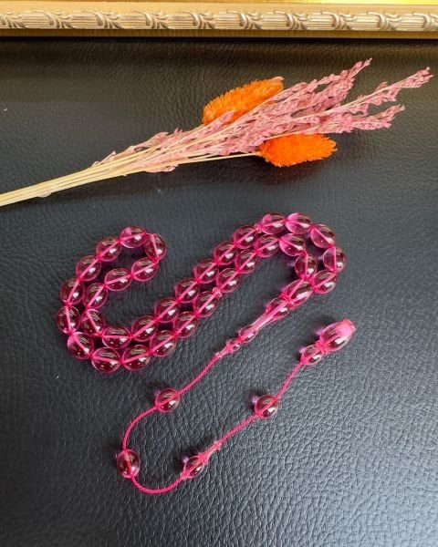 Badem Model Ateş Kehribar Tesbih