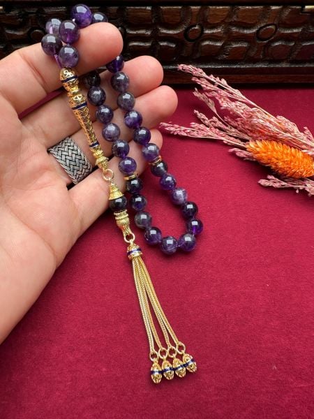 Küre Model Ametist Doğal Taş Tesbih