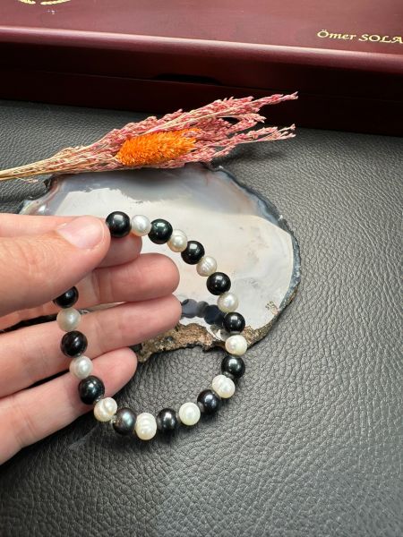 Siyah İnci Dizayn Doğal Taş Bileklik