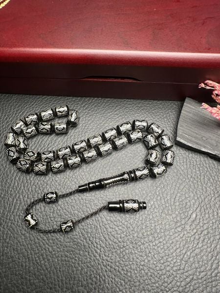 Kapsül Model Gümüş Yarma Erzurum Oltu Taşı Tesbih