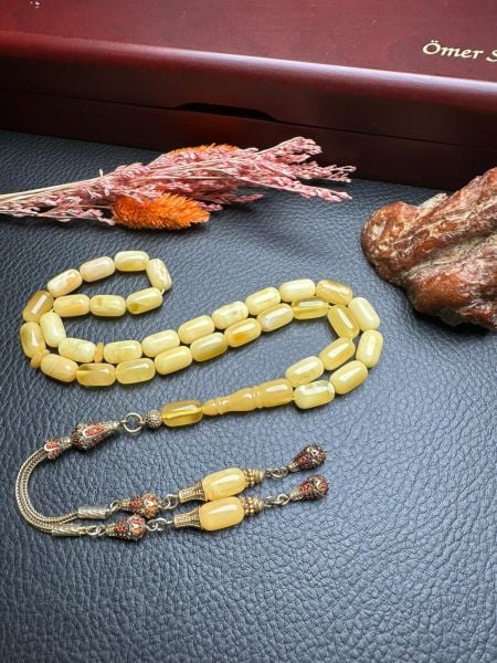 Kapsül Model Damla Kehribar Tesbih