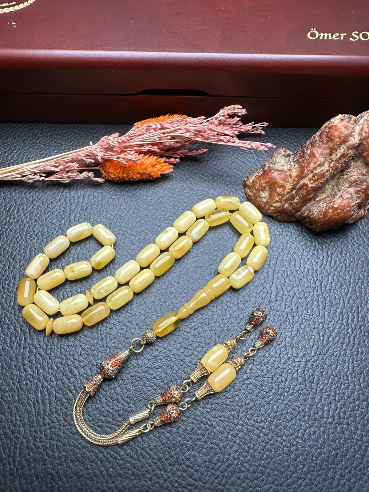 Kapsül Model Damla Kehribar Tesbih