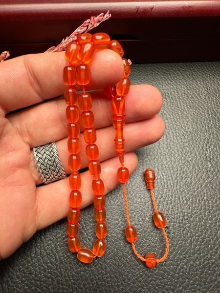 Küçük Boy Kapsül Model  Ateş Kehribar Tesbih