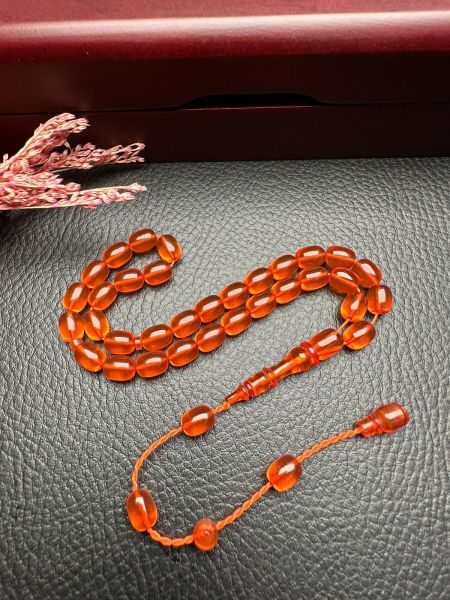 Küçük Boy Kapsül Model  Ateş Kehribar Tesbih