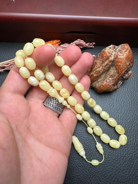 Badem Tek Kaya Model Damla Kehribar Tesbih