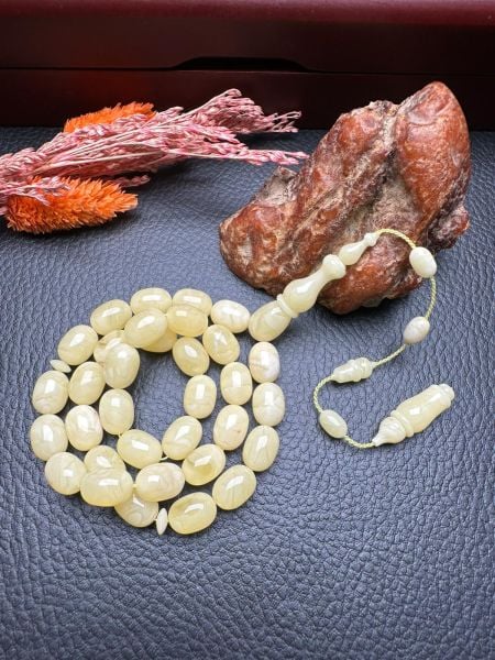 Badem Tek Kaya Model Damla Kehribar Tesbih