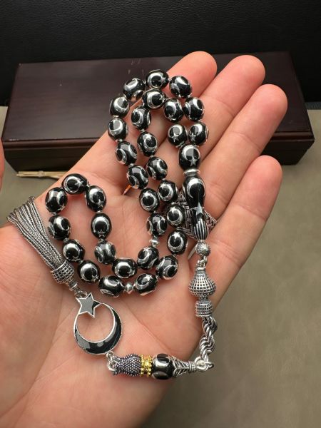 Beyzi  Model Gümüş Ayyıldız İşlemeli Tesbih