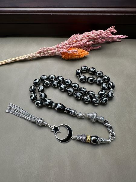 Beyzi  Model Gümüş Ayyıldız İşlemeli Tesbih