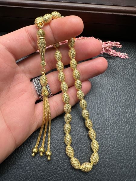 Beyzi Model Altın Yaldız Kaplama Fizyon Gümüş Tesbih