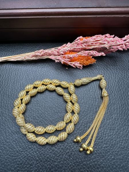 Beyzi Model Altın Yaldız Kaplama Fizyon Gümüş Tesbih