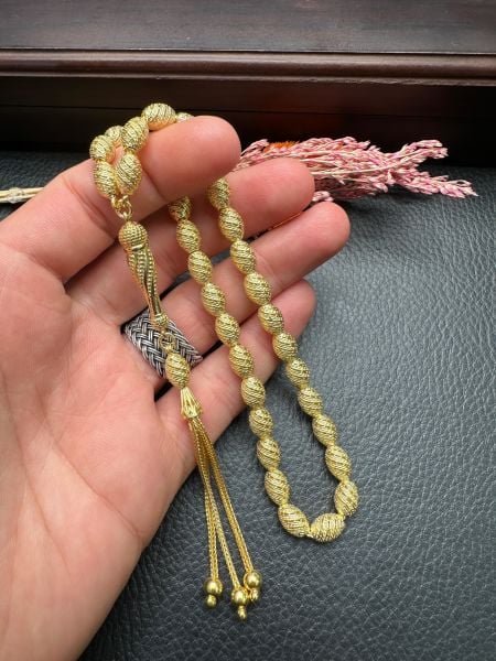 Beyzi Model Altın Yaldız Kaplama Fizyon Gümüş Tesbih