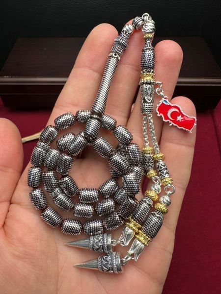 Kapsül Model Gümüş İşlemeli Kuka Tesbih