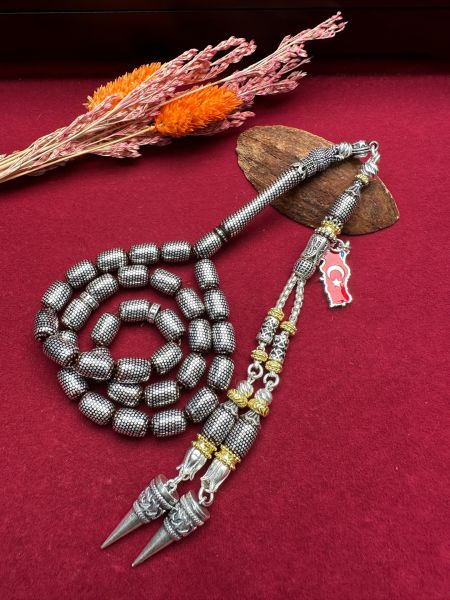 Kapsül Model Gümüş İşlemeli Kuka Tesbih
