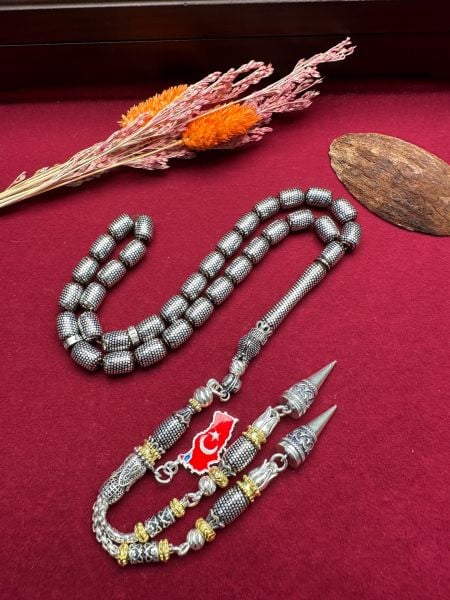 Kapsül Model Gümüş İşlemeli Kuka Tesbih