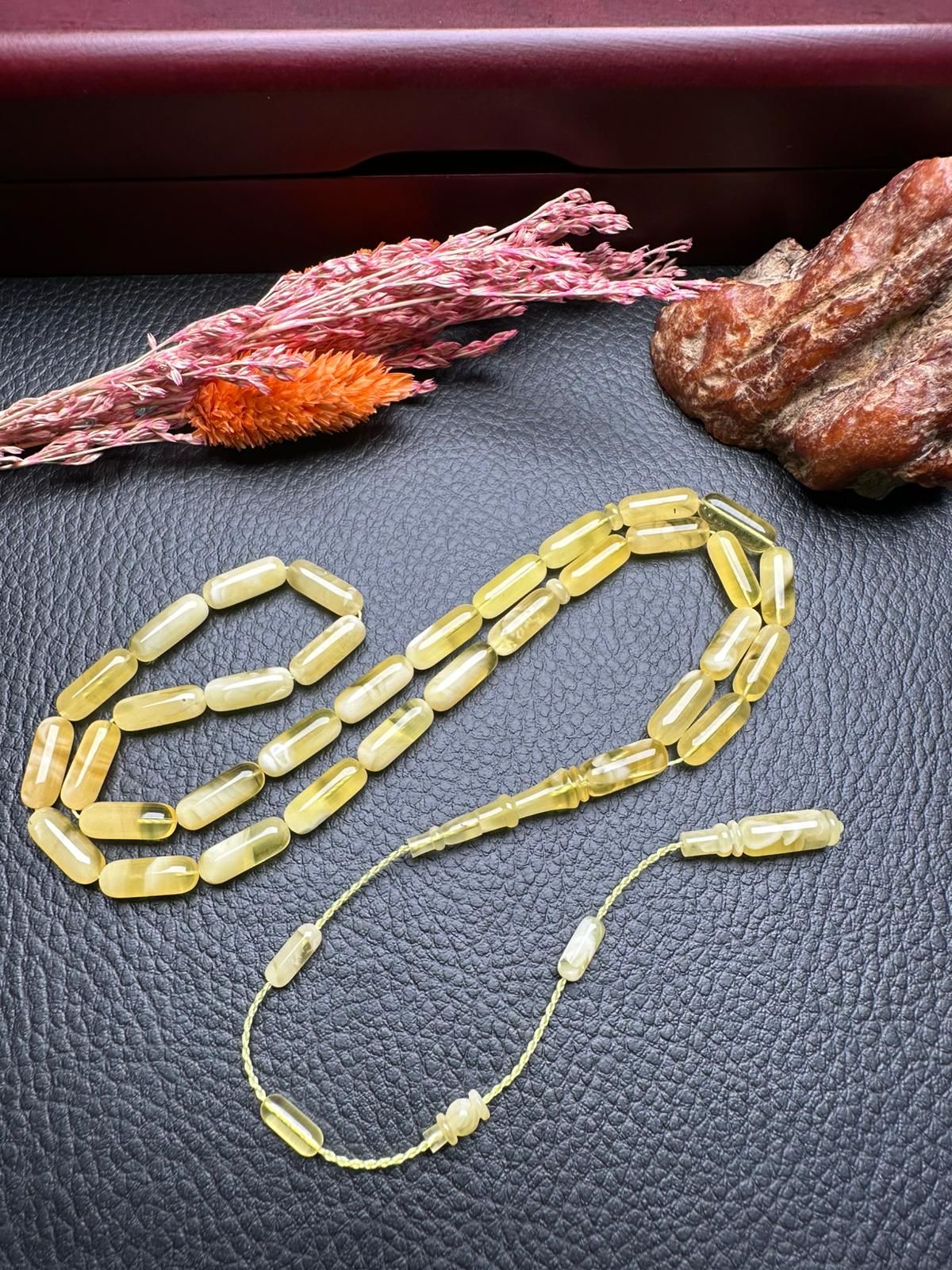 Kapsül Model  Damla Kehribar Tesbih