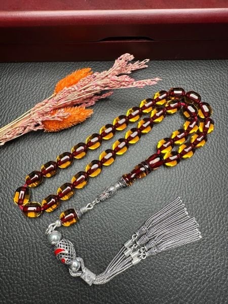 Yakup Kara Badem Model Osmanlı Ateşi Sıkma Kehribar Tesbih