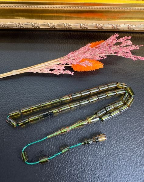 Kesme Model Hareli Sıkma Kehribar Tesbih