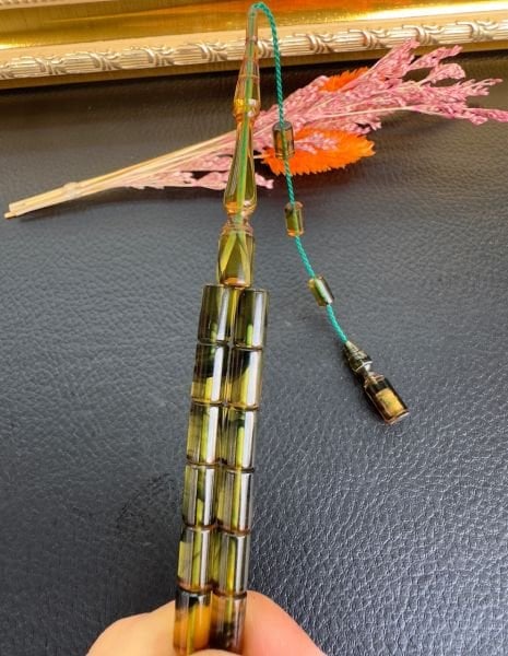 Kesme Model Hareli Sıkma Kehribar Tesbih