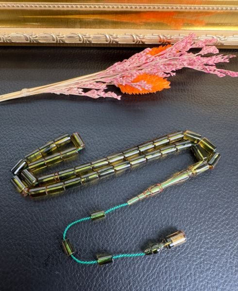 Kesme Model Hareli Sıkma Kehribar Tesbih