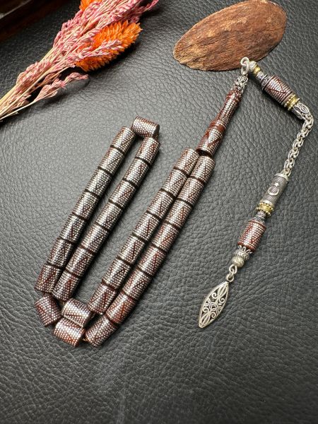 Kesme Model Kamil Puğ Gümüş İşlemeli Kuka Tesbih