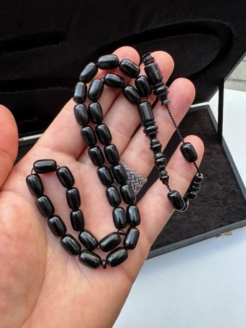 Kapsül Model Siyah Renk Sıkma Kehribar Tesbih