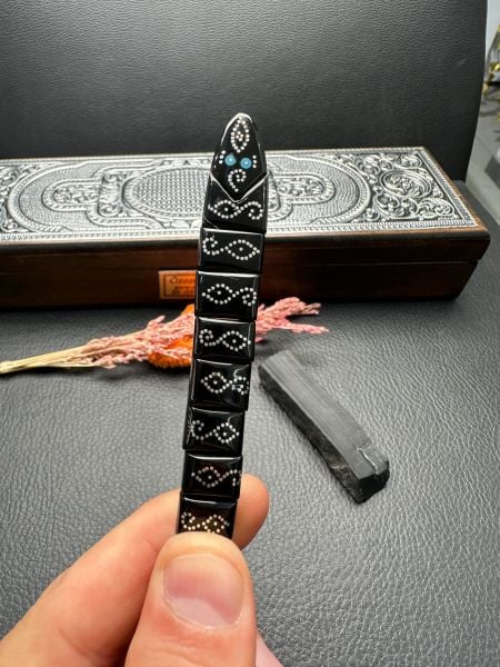 Gümüş İşlemeli Erzurum Oltu Taşı Balık Tesbih