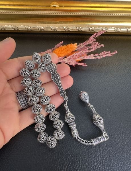 Şalgami Model Bilek Boy Gümüş Tesbih