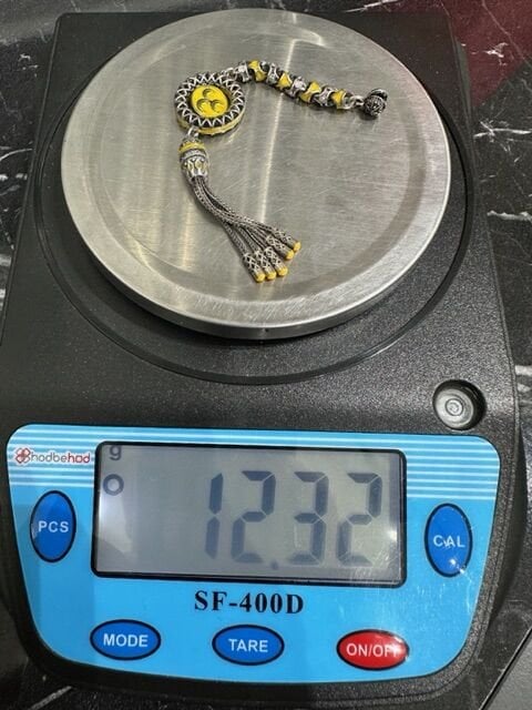 Sarı Mineli Üç Hilal Model 925 Ayar Gümüş Püskül