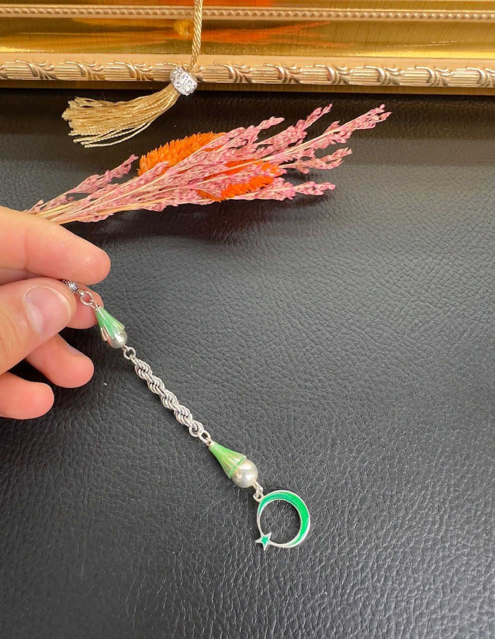 Özel Tasarım Mineli Tekli Gümüş Püskül