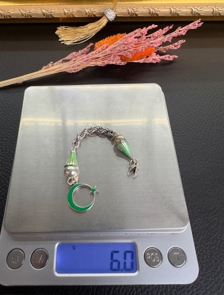 Özel Tasarım Mineli Tekli Gümüş Püskül