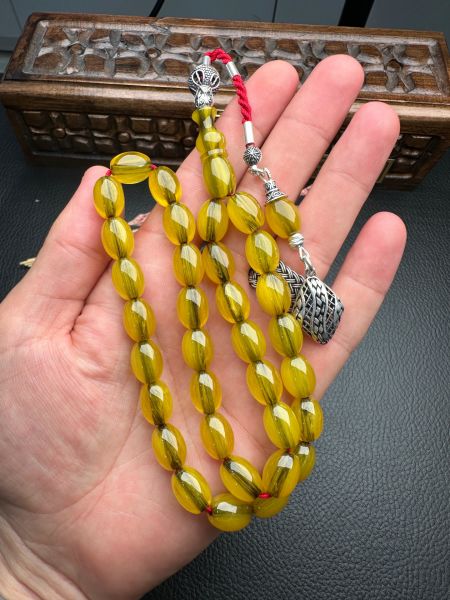 Yakup Kara Usta İşi Çubuk Sıkma Kehribar Tesbih