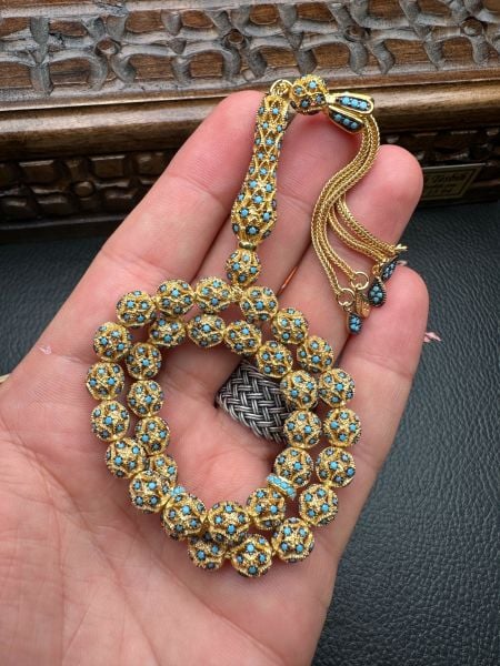 Gold Renk Özel Tasarım Gümüş Tesbih