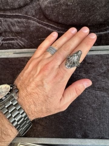 Kurtbaşlı Model 925 Ayar Gümüş Erkek Yüzük