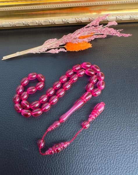 Kapsül Model Pembe Renk Ateş Kehribar Tesbih