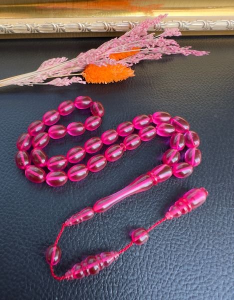 Kapsül Model Pembe Renk Ateş Kehribar Tesbih