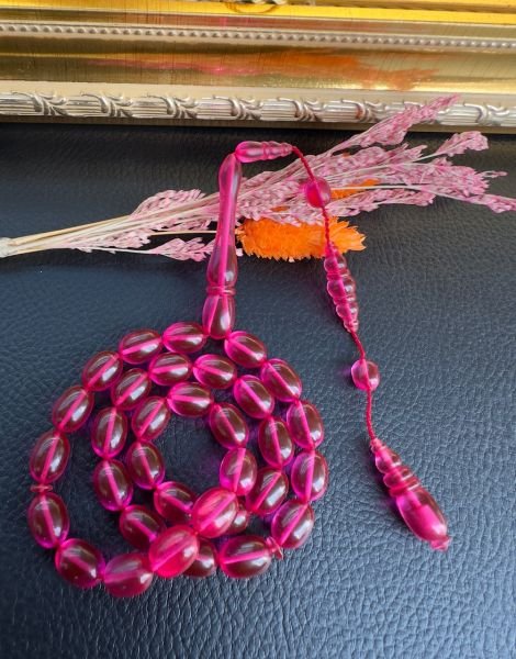 Kapsül Model Pembe Renk Ateş Kehribar Tesbih