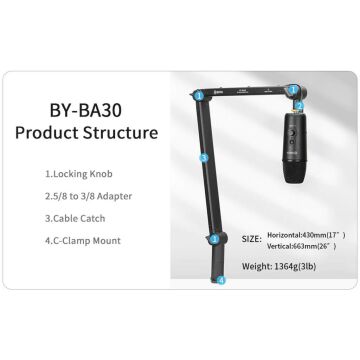Boya BY-BA30 Profesyonel Masa Tipi Mikrofon Standı