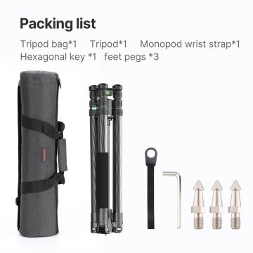 Ulanzi MT-61 Carbon Fiber Hafif Taşınabilir Travel Tripod Monopod