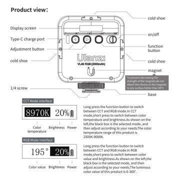 Ulanzi VL49 RGB Mini Led Vlogger Youtuber Işık