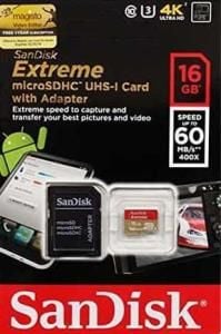 SANDISK Extreme 16GB 60mb/s MicroSDHC Hafıza Kartı