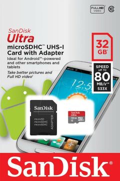 SANDISK Ultra 32GB 80mb/s MicroSDHC Hafıza Kartı