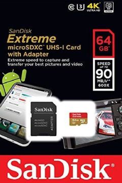 SANDISK Extreme 64GB 90mb/s MicroSDXC Hafıza Kartı