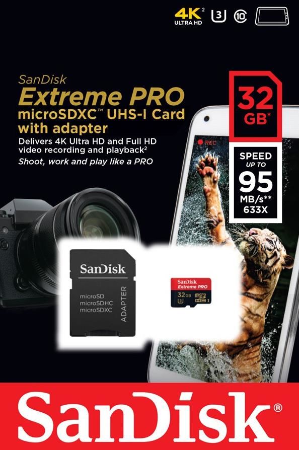 Sandisk Extreme Pro 32gb 95mb MicroSDXC Hafıza Kar